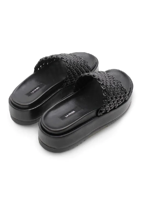 Knotted Platform Slide- Black