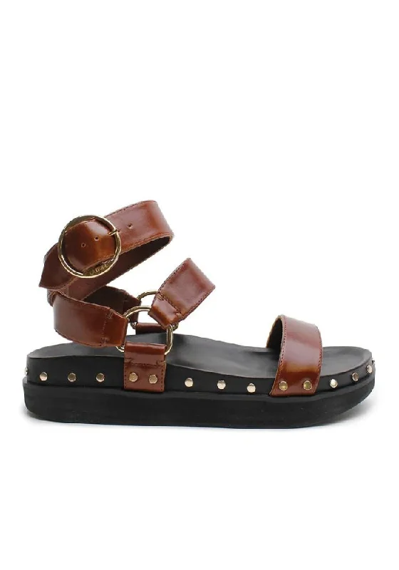 Studded Sandals- Cognac