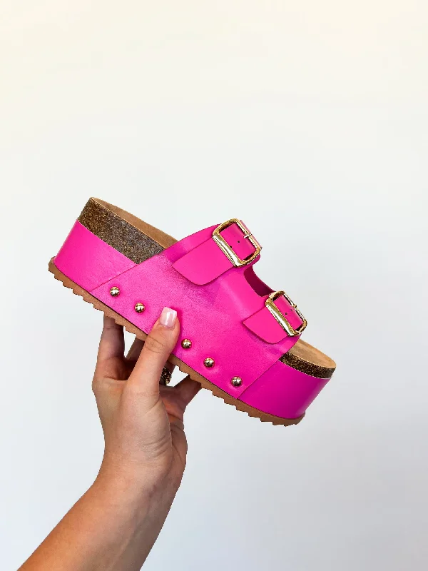 Elevate Platform Sandals- Pink Leather