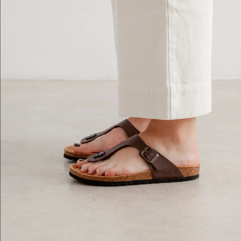 Malaga Vegan Leather Cork Sandal - Brown