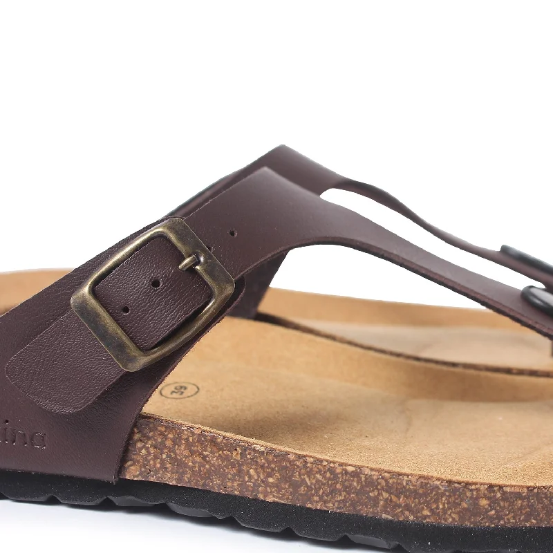 Malaga Vegan Leather Cork Sandal - Brown