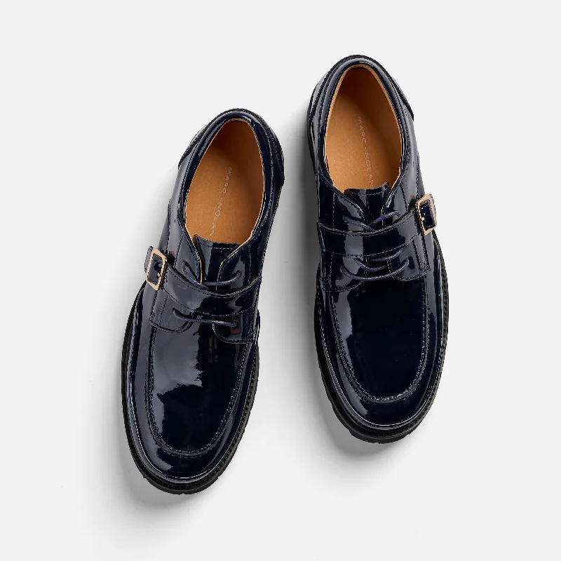 Ms. Atlas Navy Patent Leather Lug Derby