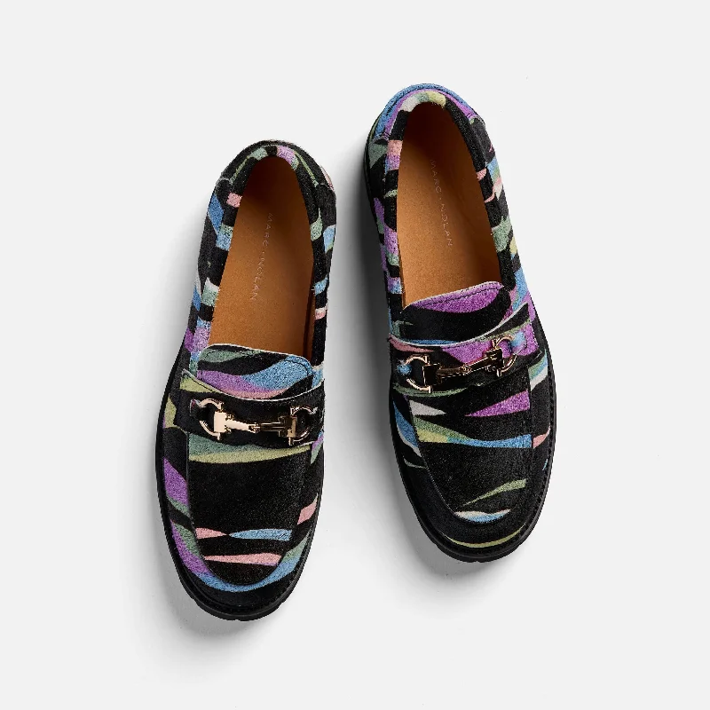 Ms. Boulevard Night Sky Suede Bit Loafers