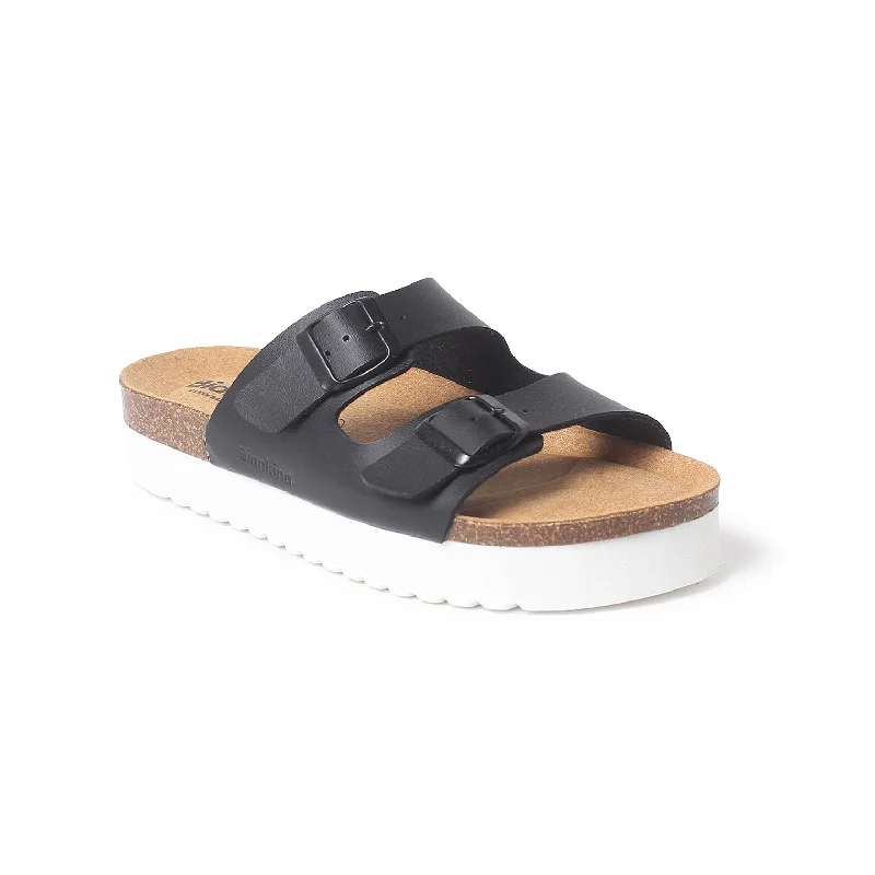 Muro Two-Strap Vegan Leather Platform Cork Sandal - Black