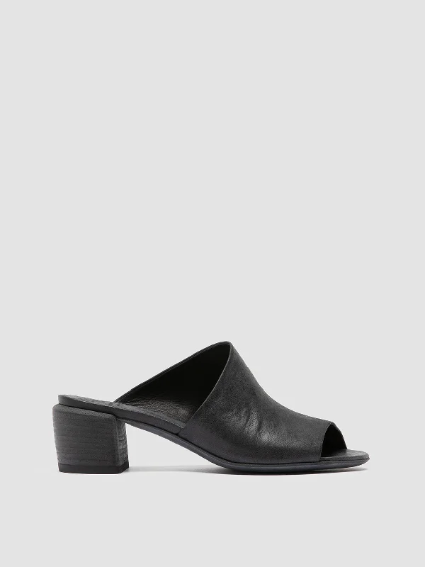 HADRY 008 - Black Leather Slide Sandals