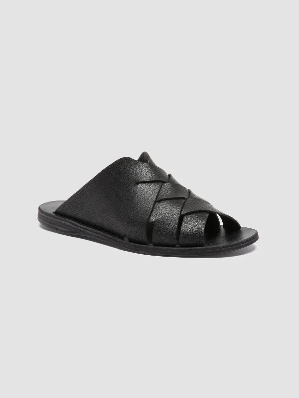 ITACA 049 - Black Leather Slide Sandals