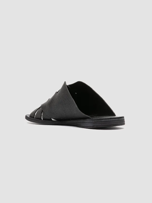 ITACA 049 - Black Leather Slide Sandals