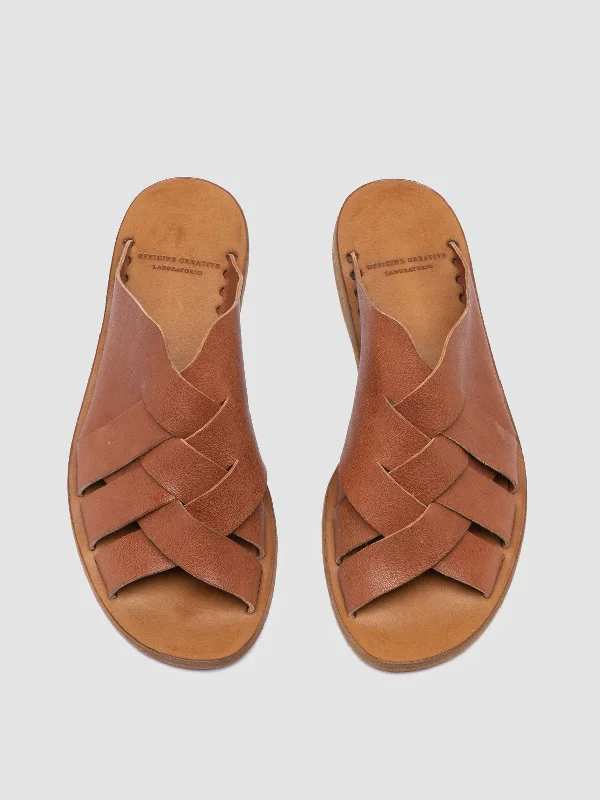 ITACA 049 - Brown Leather Slide Sandals