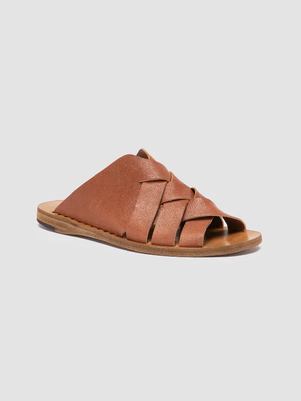 ITACA 049 - Brown Leather Slide Sandals