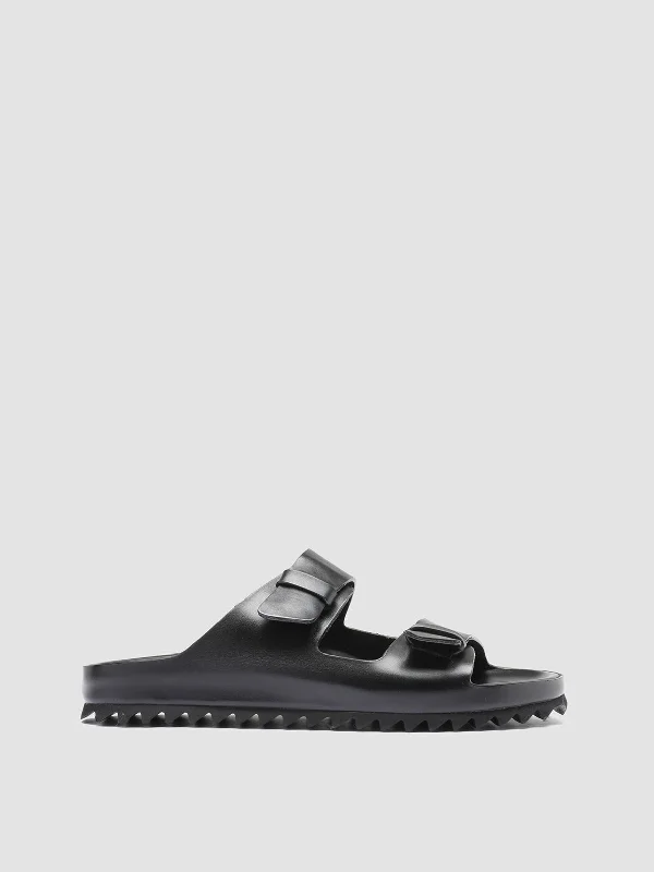 PELAGIE 003 - Black Leather Sandals