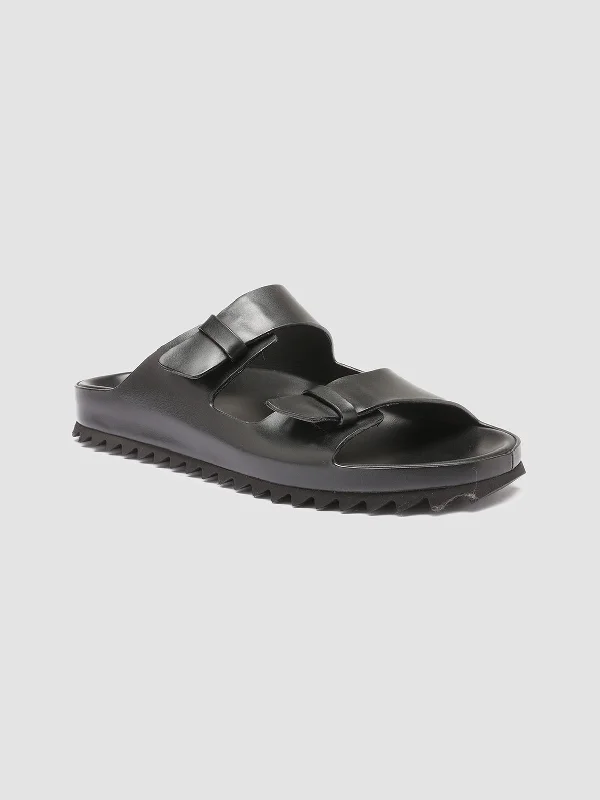 PELAGIE 003 - Black Leather Sandals