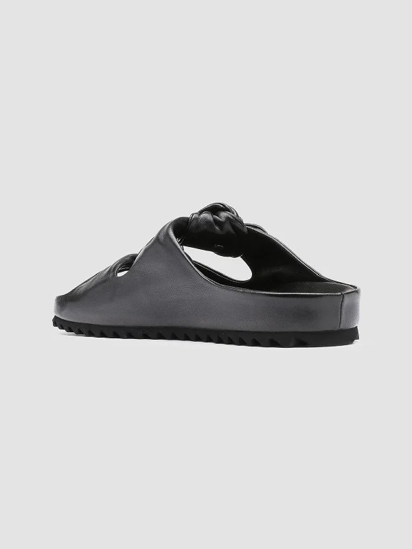 PELAGIE 010 - Black Woven Leather Sandals