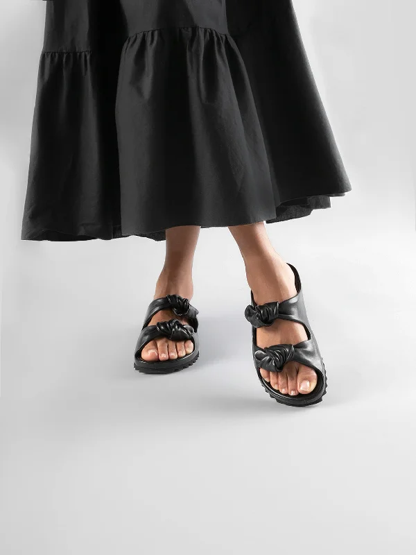 PELAGIE 010 - Black Woven Leather Sandals