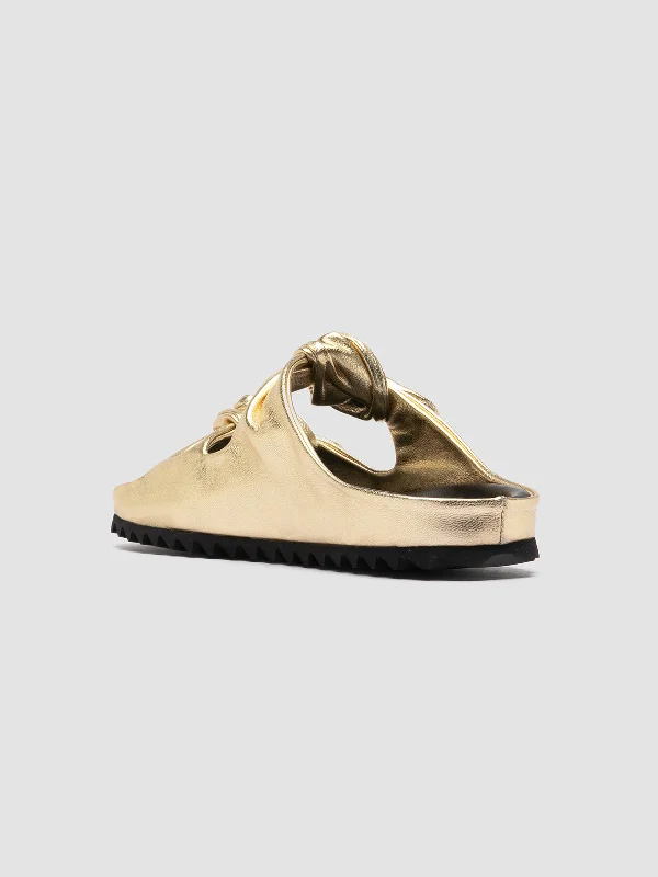 PELAGIE 010 - Gold Leather Slide Sandals