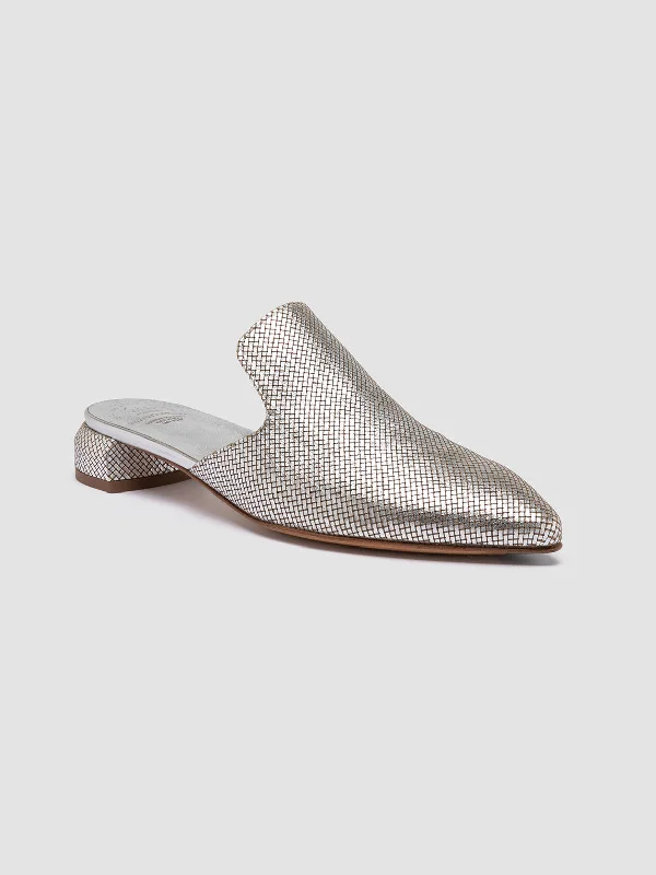 SAGE 106 - Silver Leather Mule Sandals