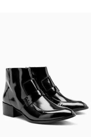 Next Signature Black Loafer Womens Boots