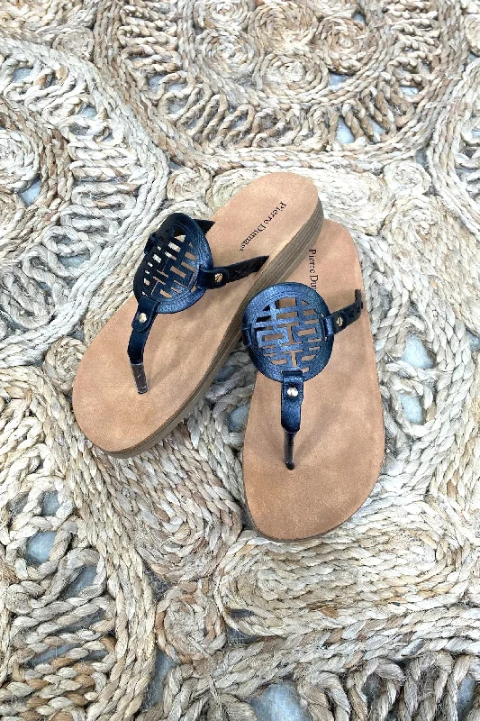 Sitting By The Sandbar- {Black, Brown & Taupe} Thick Soled Sandals w/ Leather Detail