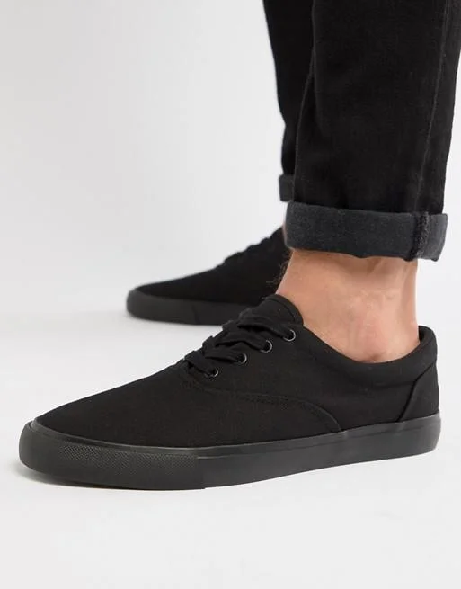 Unisex ASOS Lace Up Plimsolls in Black