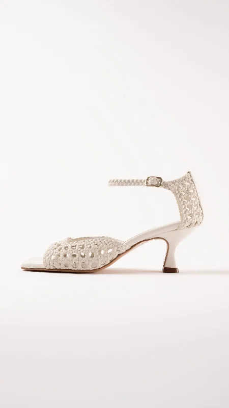 VERONICA - White Woven Leather Sandals