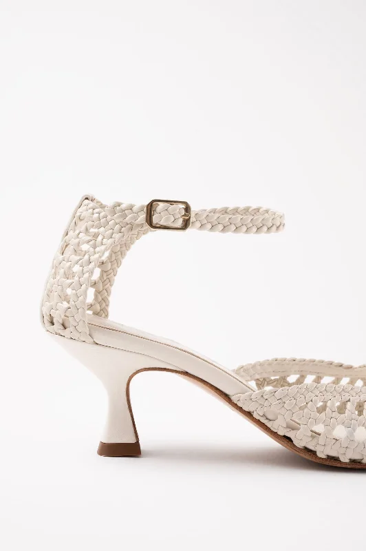 VERONICA - White Woven Leather Sandals