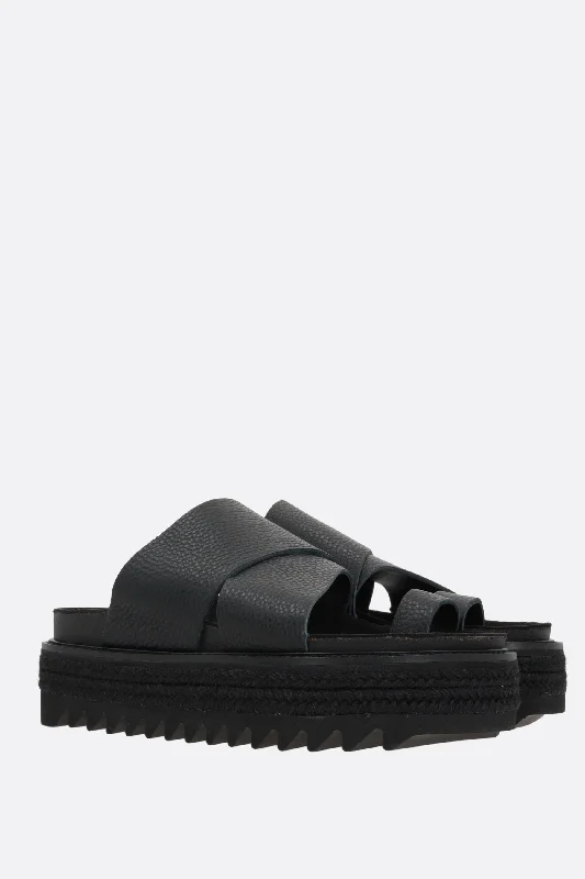 grainy leather flatform sandals