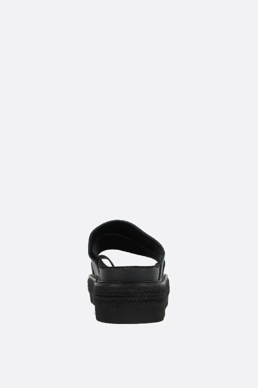 grainy leather flatform sandals