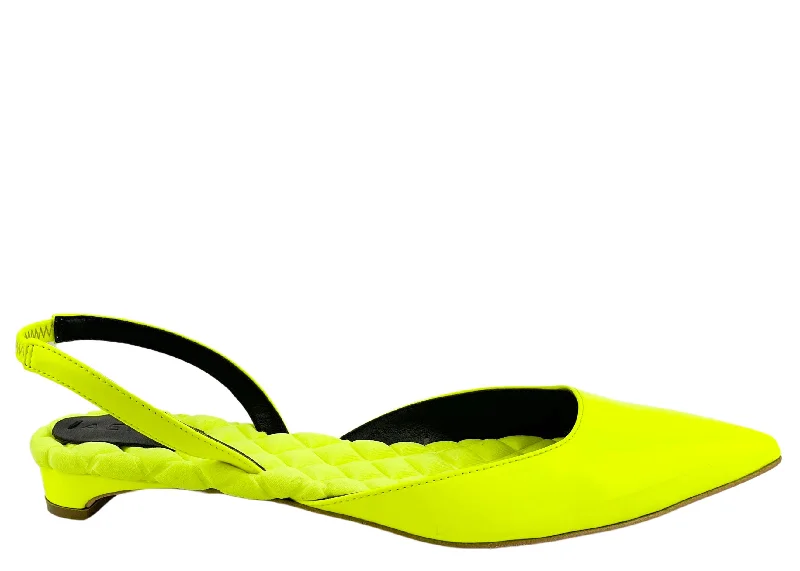 AERA Jackie Closed Toe Flats in Neon Yellow