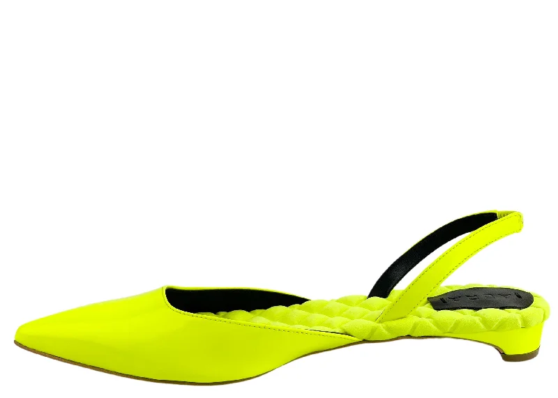 AERA Jackie Closed Toe Flats in Neon Yellow