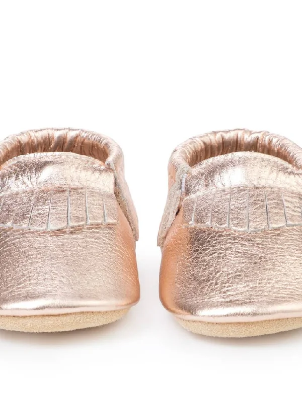 Baby Moccasins - Genuine Leather Baby Shoes (Rose Gold)