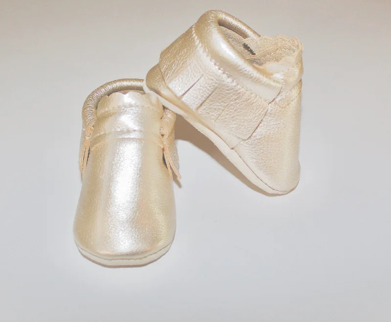 Champagne Metallic Moccasins