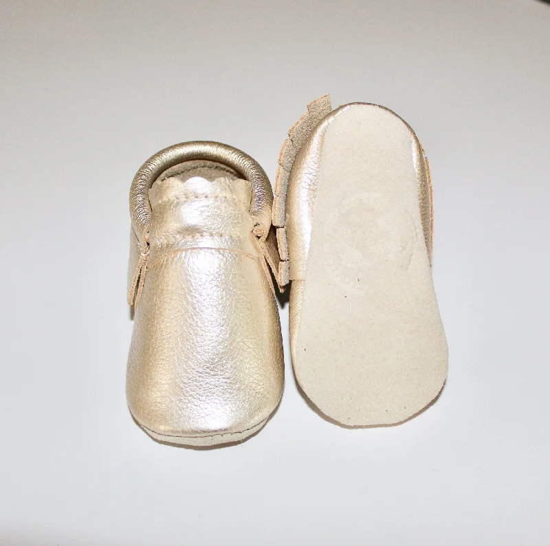 Champagne Metallic Moccasins