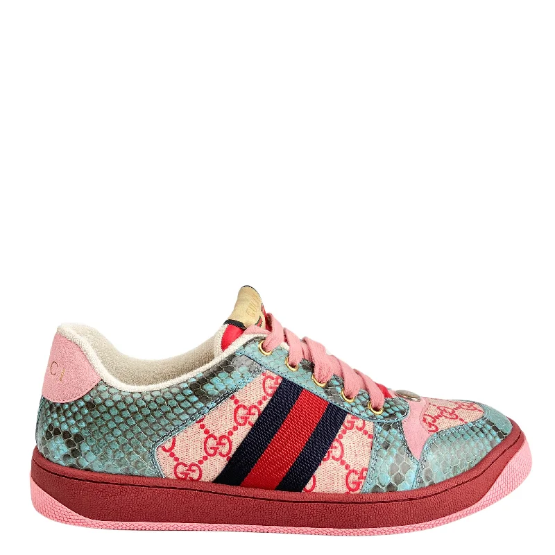 Gucci Logo Sneakers in Pink and Blue