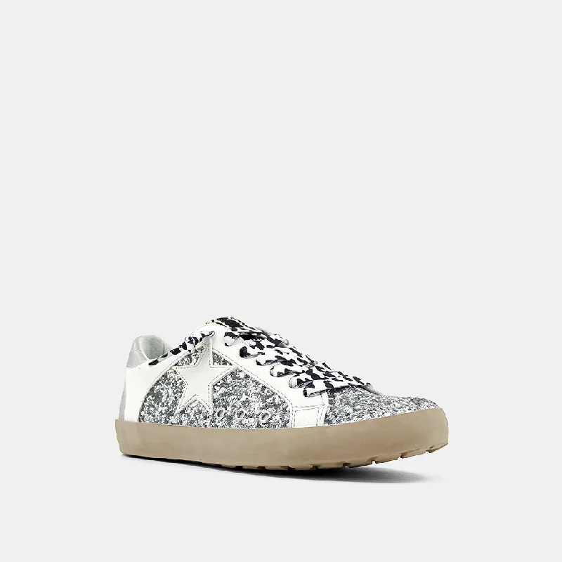 Kids Paris Silver Sparkle Sneakers