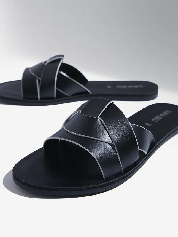 LUNA BLU Black Slides