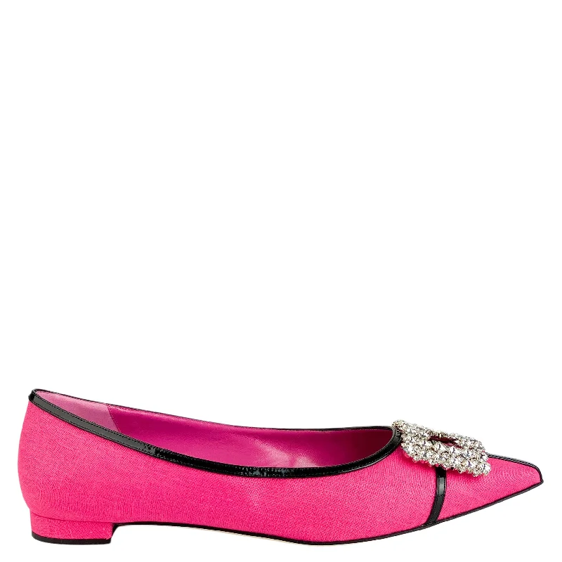 Manolo Blahnik Tuberian Flats in Pink and Black