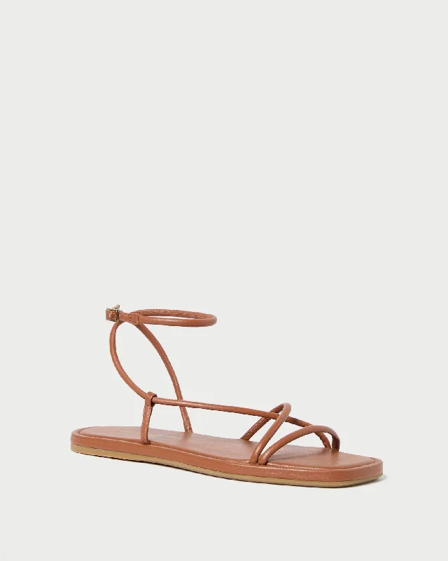 Noor Timber Leather Flat Sandal