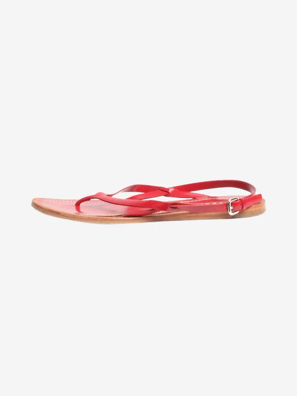 Red leather strappy sandals - size EU 39