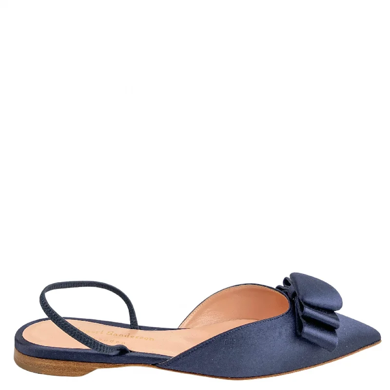 Rupert Sanderson Belinda Bow Flats in Midnight