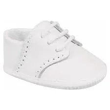 White Leather Saddle Oxford Crib Shoe