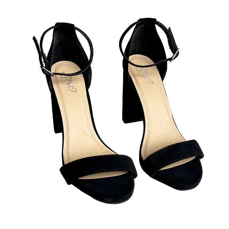 Y-Not Shiner Black Suede High Heel Ankle Strap Sandals, 8M